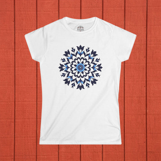 Gzhel Mandala Folk Art Women's Softstyle Tee