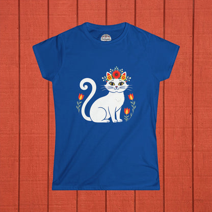 White Cat Folk Art Women's Softstyle Tee