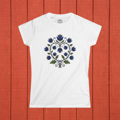 Blueberry Vine Folk Art Women's Softstyle Tee