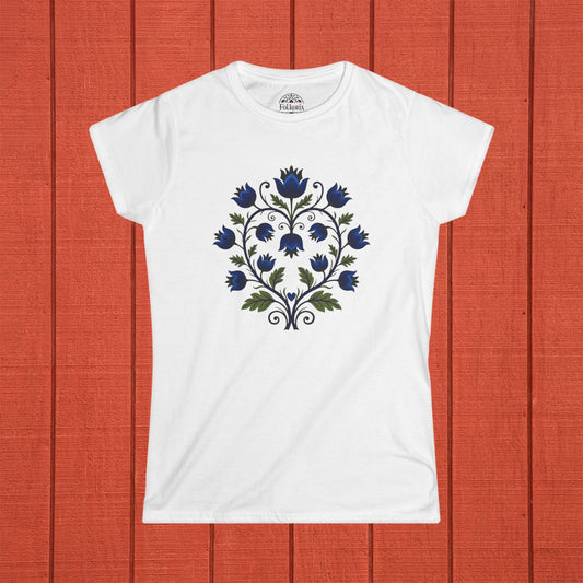 Blueberry Vine Folk Art Women's Softstyle Tee