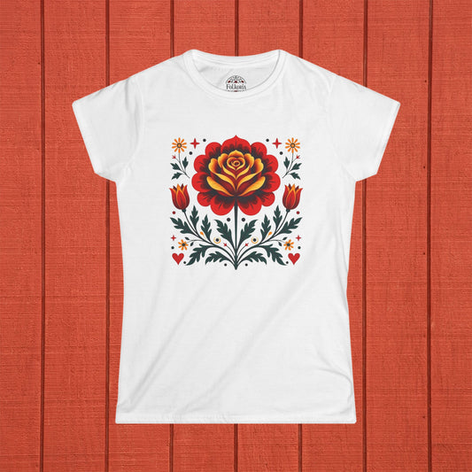 Rose Folk Art Women's Softstyle Tee