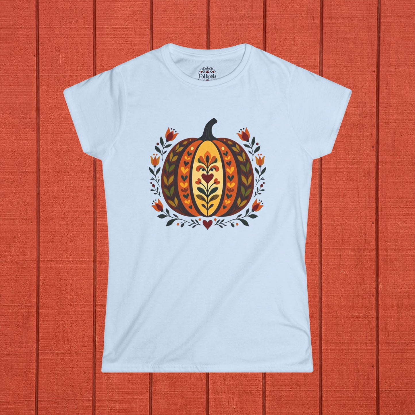 Harvest Pumpkin Folk Art Women's Softstyle Tee