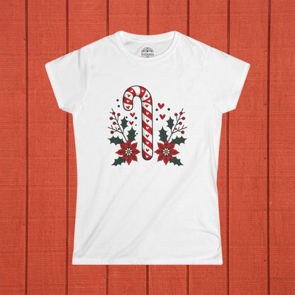 Candy Cane Folk Art Women's Softstyle Tee