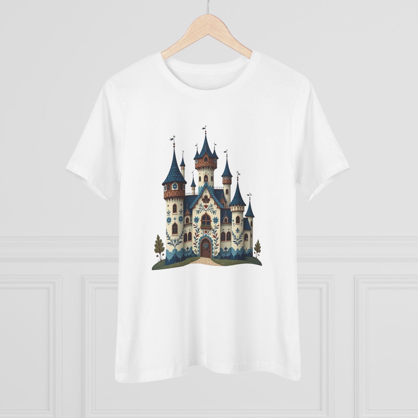 Whimsical Castle Women's Cotton Tee | Fairy Tale T-Shirt, Fantasy Top, Casual Wear, Gift for Dreamers, Birthday Surprise