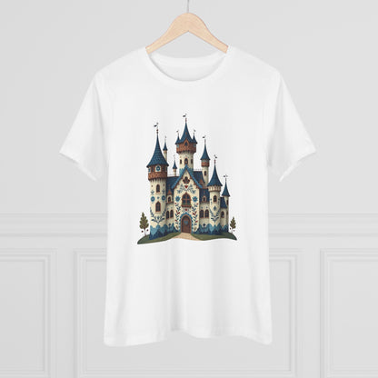 Whimsical Castle Women's Cotton Tee | Fairy Tale T-Shirt, Fantasy Top, Casual Wear, Gift for Dreamers, Birthday Surprise