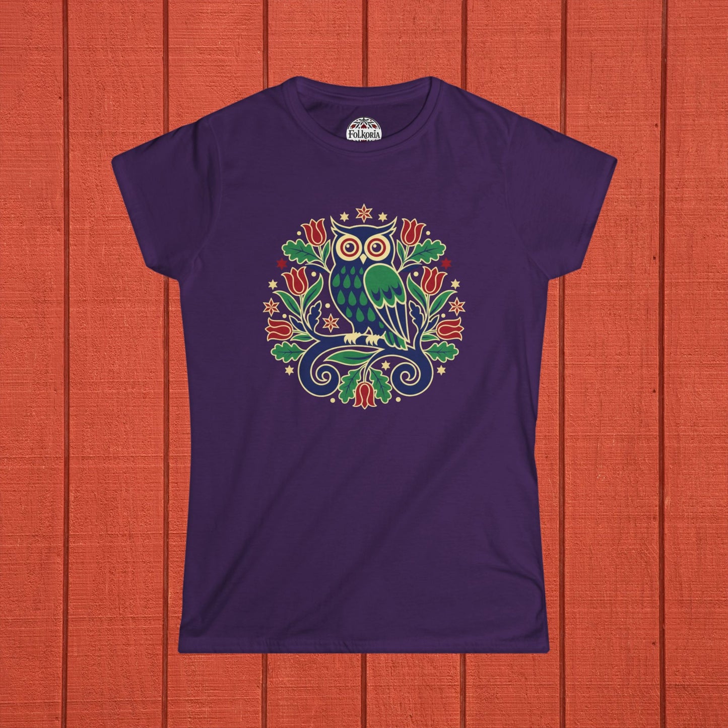 Owl Folk Art Women's Softstyle Tee