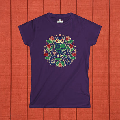 Owl Folk Art Women's Softstyle Tee