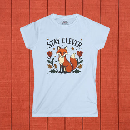 Stay Clever Fox Folk Art Women's Softstyle Tee