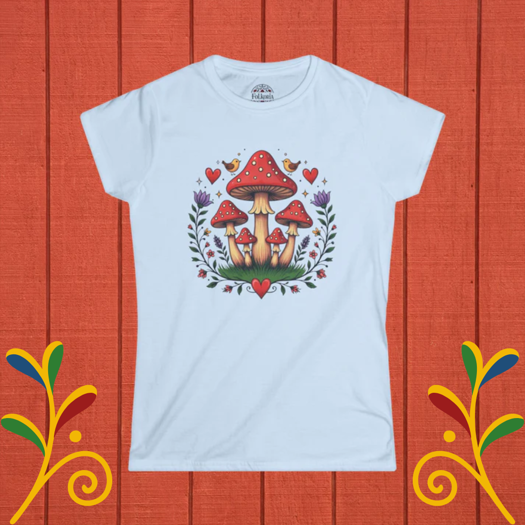 Fairycore Mushroom Folk Art Women's Softstyle Tee