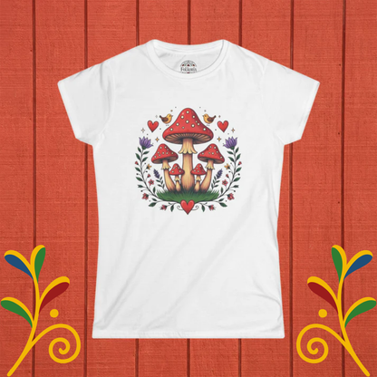 Fairycore Mushroom Folk Art Women's Softstyle Tee